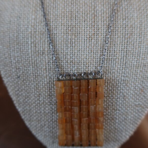 Orange aventurine quartz beads&sterling silver Sherzada necklace pendant 15"-18" - Picture 3 of 16